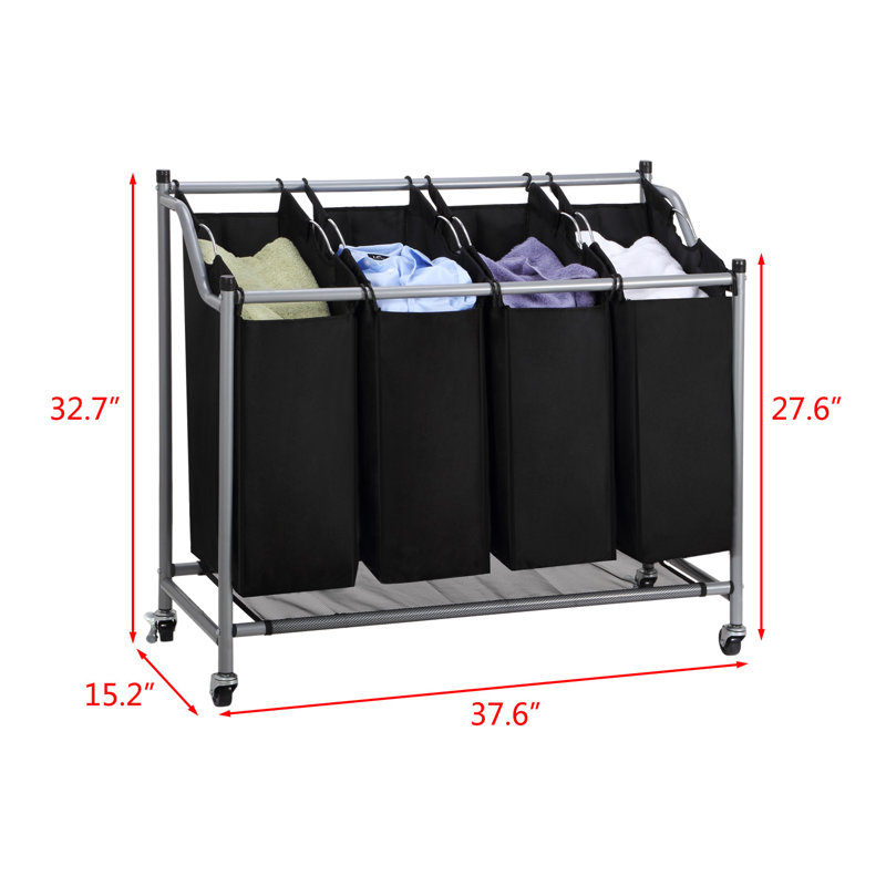Rebrilliant 4 Bag Laundry Sorter Cart & Reviews Wayfair